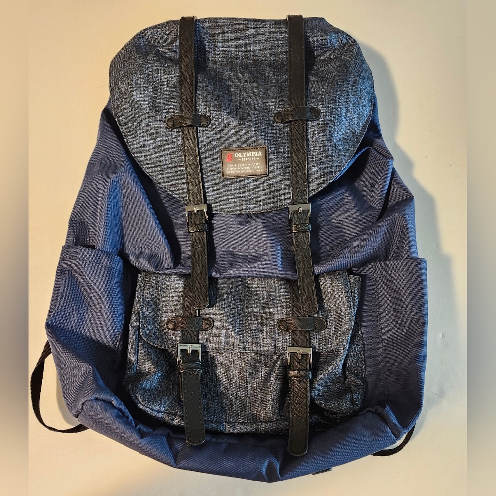 Olympia USA 18" Hopkins Backpack Blue Magnetic Strap Closures